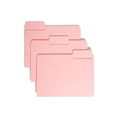 Smead File Folders, 1/3-Cut Tab, Letter Size, Pink, 100/Box (12643)