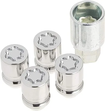 MCGARD 24157 Chrome Cone Seat Wheel Locks (M12 x 1.5 Thread Size) - 4 Locks / 1 Key