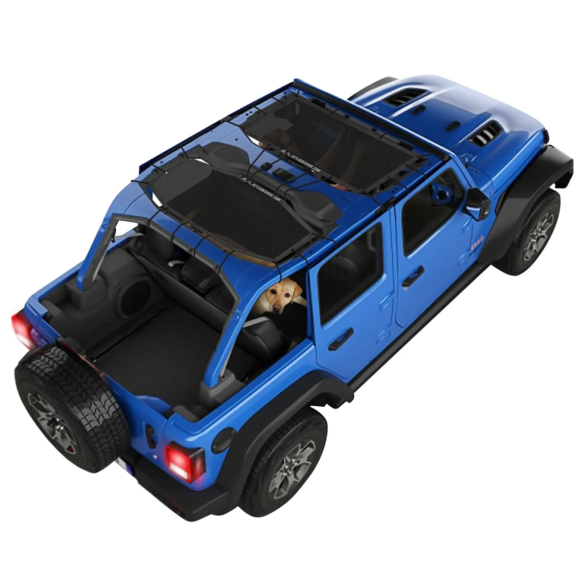 Alien\u205fSunshade Jeep Wrangler JLU - Front &amp; Rear Mesh Sun Shade for Jeep