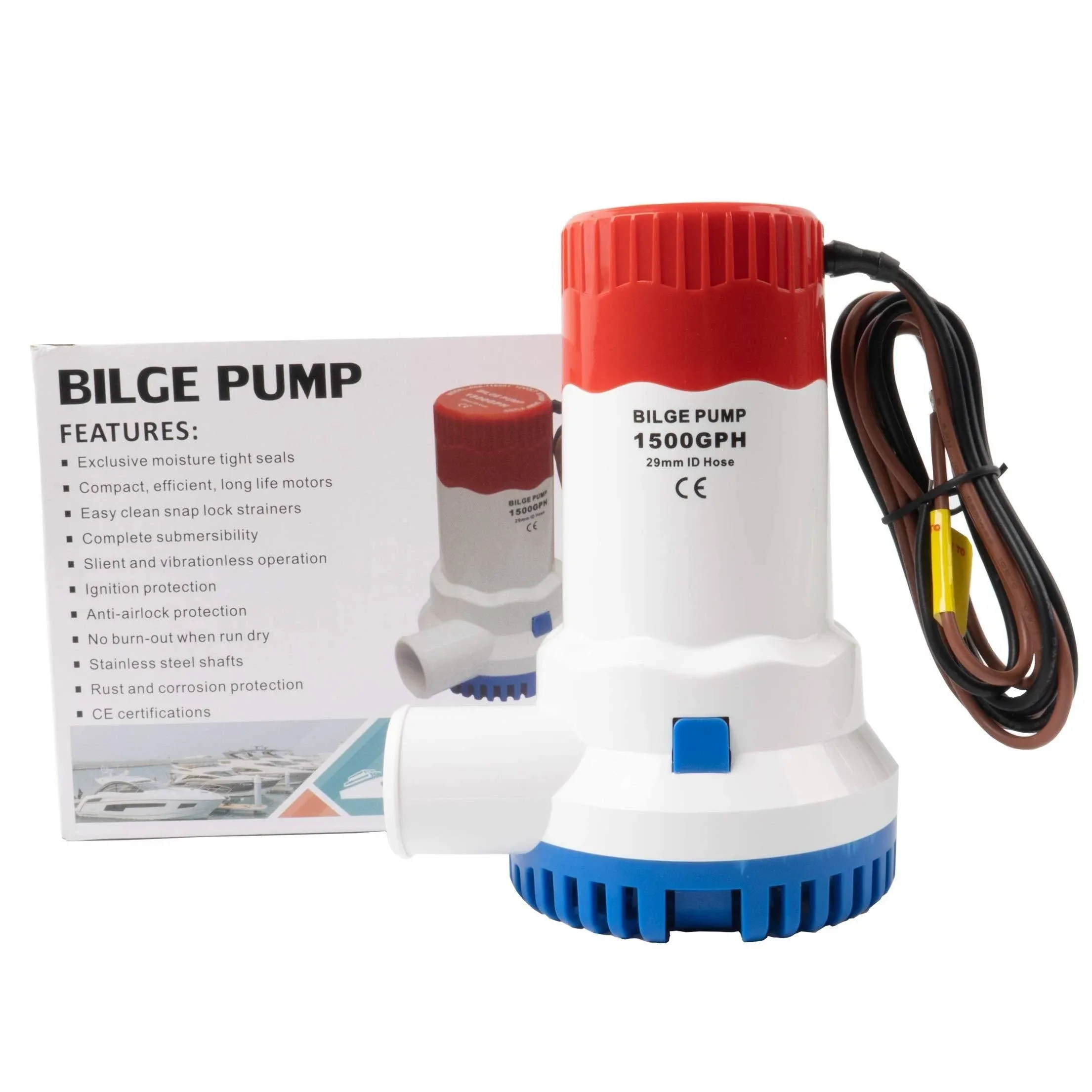 Sanuke Bilge Pump for Boat 1500GPH 12V Submersible Marine Pump for Portable Boat ...