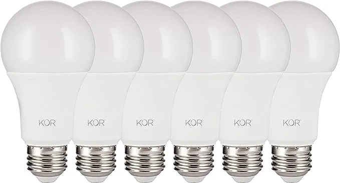 (6 Pack) KOR K22607 - LED - 15 Watt (100W Equivalent) - 120 Volt - A19 - Medium (E26) - Non-Dimmable - 1500 Lumens - UL Listed - 2700 Kelvin (Warm White)