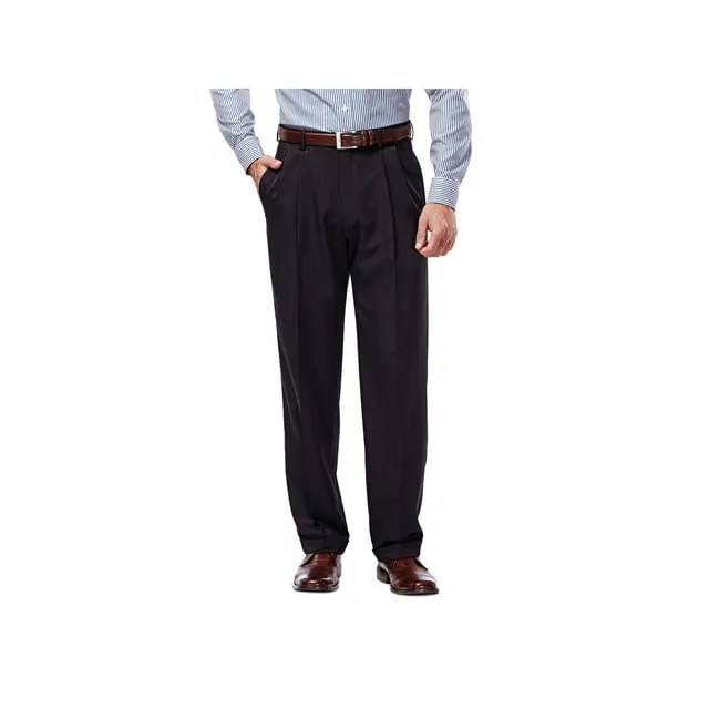 Haggar Men's Mynx Gabardine Pleat Front Classic Fit Dress Pant