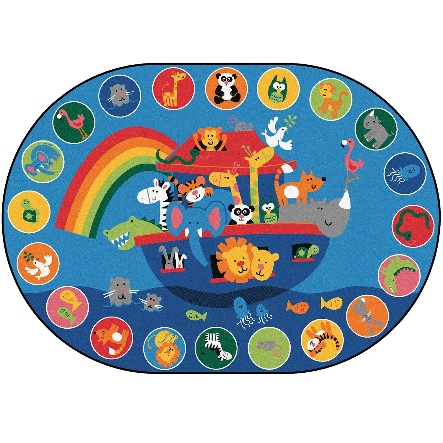 Carpets for Kids Noah's Voyage Circletime 6' x 9' Oval Rug