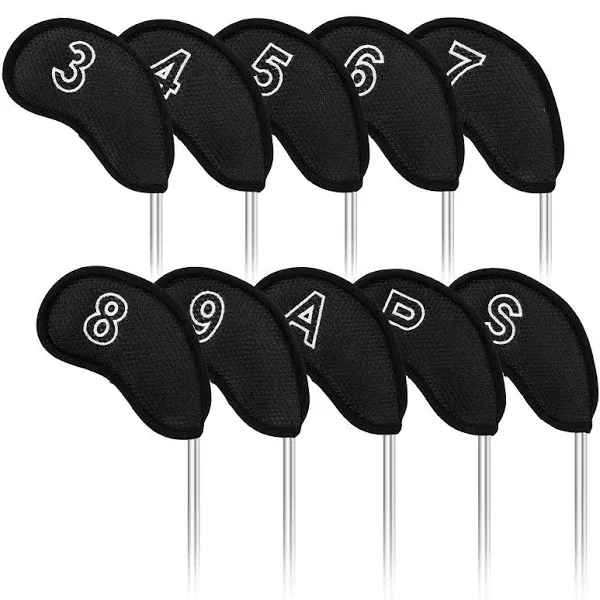 Craftsman Golf 10 pcs/Set Meshy Golf Iron Headcovers Set for Taylormade Callaway Ping (Black)