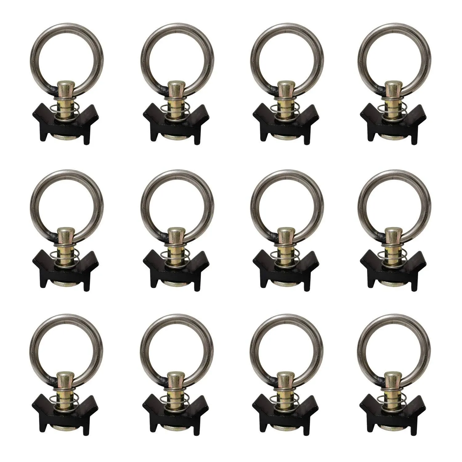 12 Pack Black L Track Single Stud Fitting with Round Ring (L Track Rail is Not included)