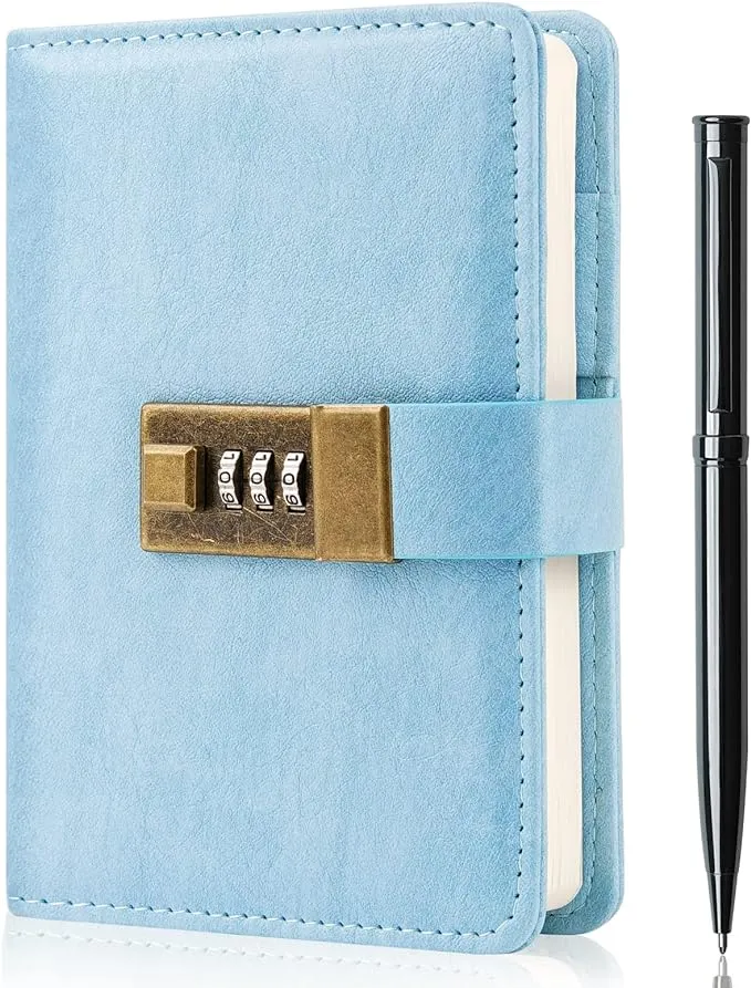 Leather Diary Journal with Lock and Pen Notebook Planner Organizer