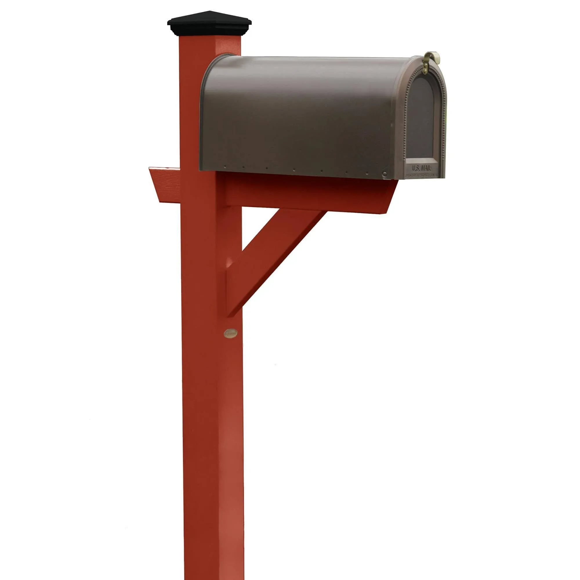 Highwood AD-MLBX1-RED Hazleton Mailbox Post, Rustic Red