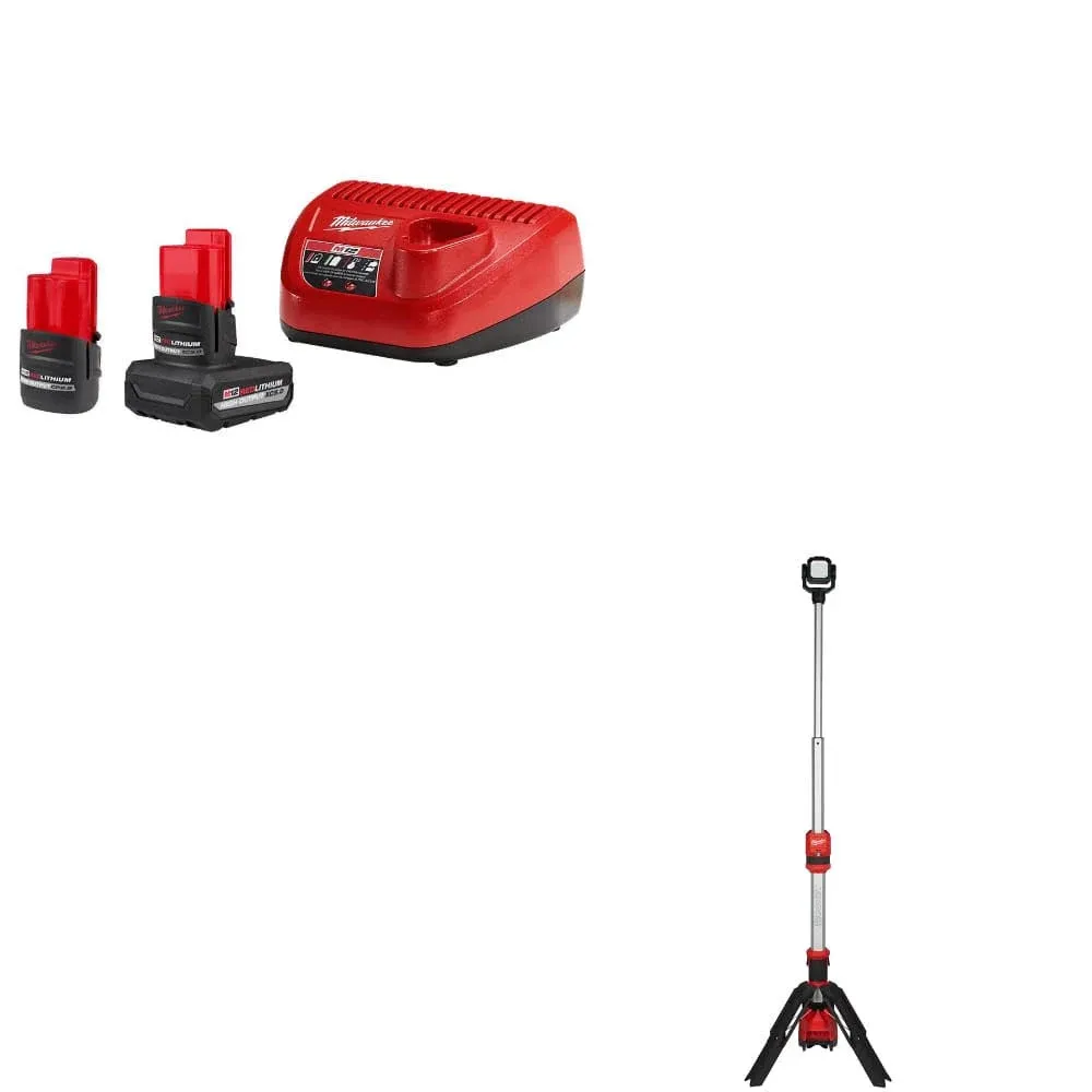 New Milwaukee M12 5.0Ah &amp; 2.5Ah Battery Starter Kit 48-59-2452S  w/ Tool Bag