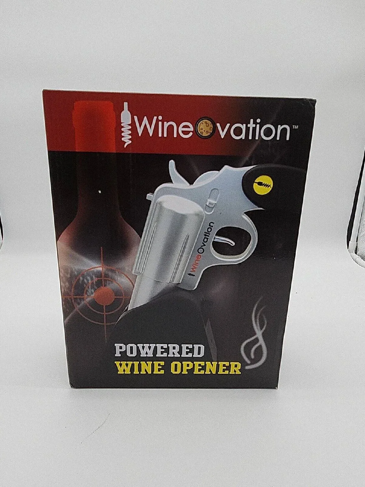 WineOvation Electric Gun Wine Opener (Silver) - Open your Wine Bottle fast and without hassle - Best Electronic Automatic Corkscrew for Gun Enthusiasts and Wine Lovers - Rechargeable Battery Operated