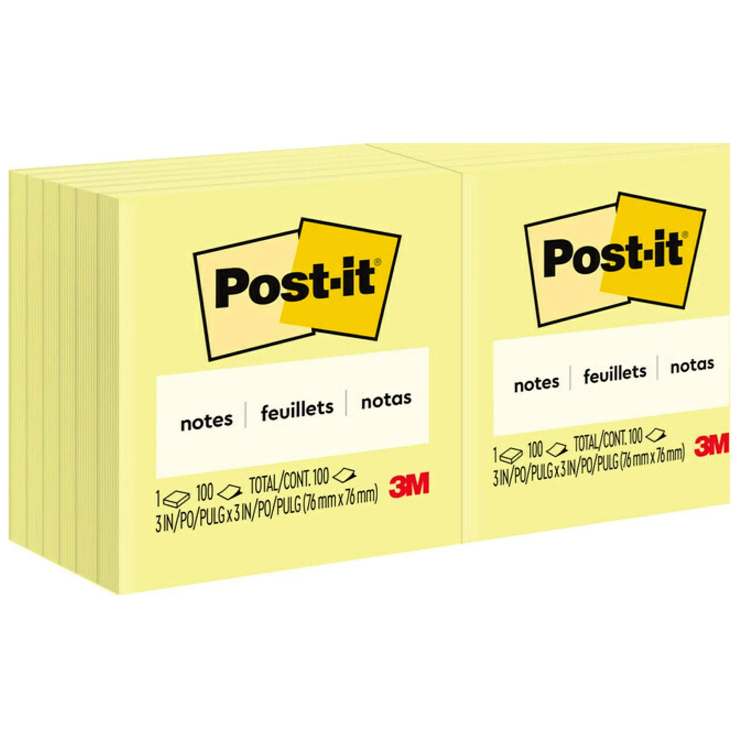 3M Post-it Original Notes 3 x 3 Canary Yellow 100-Sheet Pads