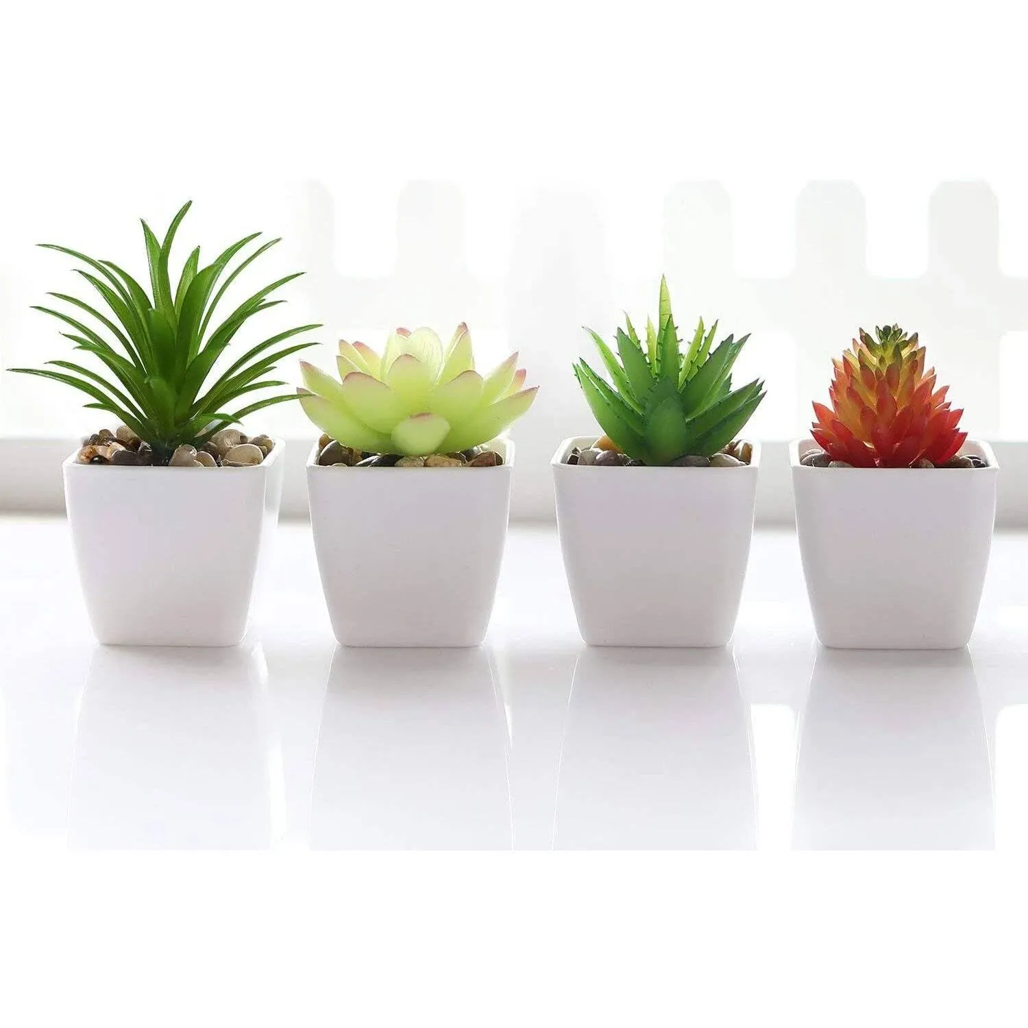  Fake Succulents Plants Artificial Faux Succulents Small 4pcs Mini Potted 