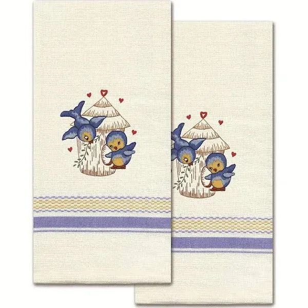 Tobin Kitchen Towels DIY Embroidery Stitch Set Cute Bird Pattern Set of 2