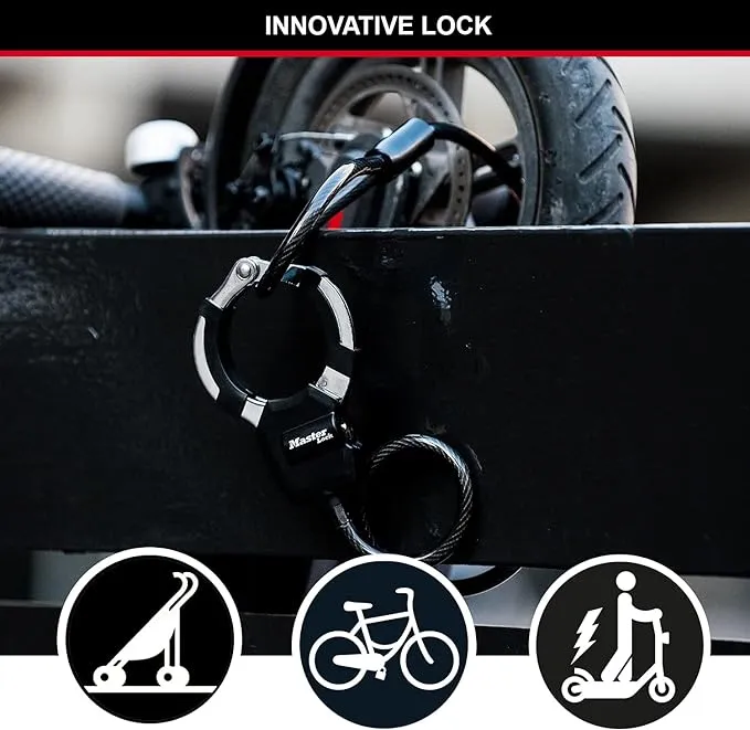 MASTER LOCK Police Approved Bike Lock and E-Scooter Lock, Hardened Laminated Steel, 4 Keys, 550 x 76 x 27 mm, for e Bike Scooter Quad, Silver