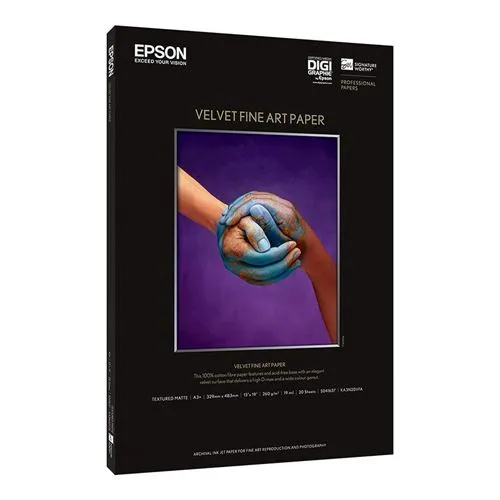 Epson S041637 Velvet Fine Art Paper, 13 x 19, White (Pack of 20 Sheets)