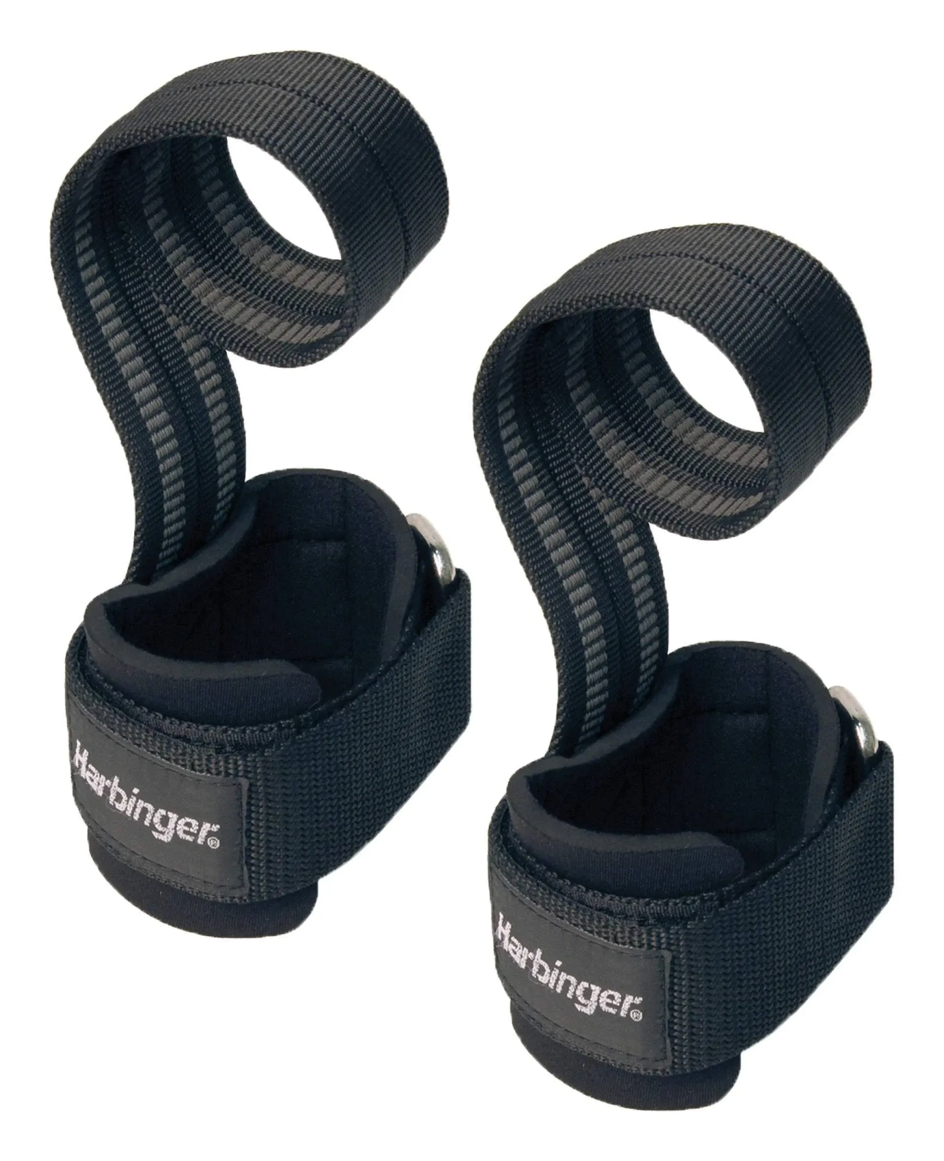 Harbinger Big Grip No-Slip Nylon Lifting Straps with DuraGrip (Pair) in black