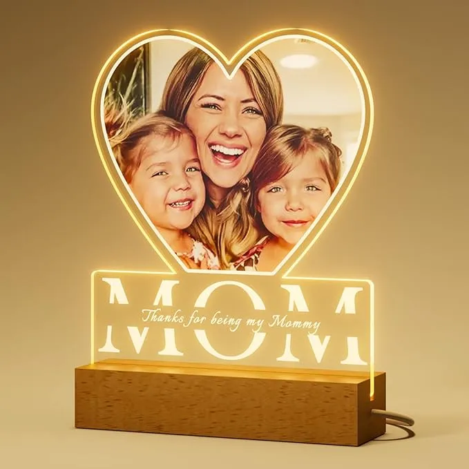 Gifts for Mom Personalized - Custom Night Light with Photos Text, Mothers Day Gifts from Daughter Son, Mom Gifts from Husband, Mother Gifts for Wife Grandma Nana for Mothers Day Birthday Xmas