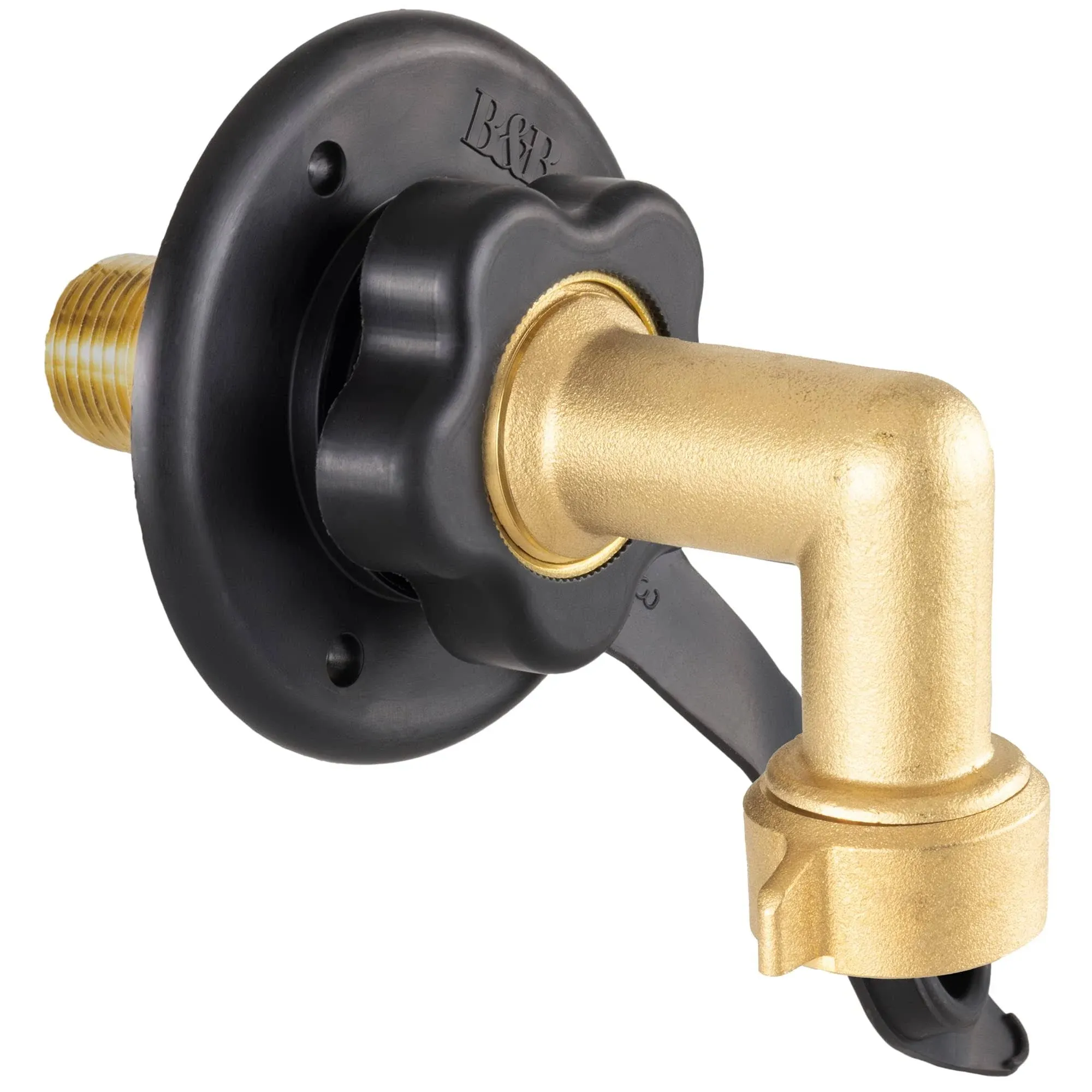 RV City Water Fill Inlet | Black | Optional Hose Elbow | Flange Brass with Check ...