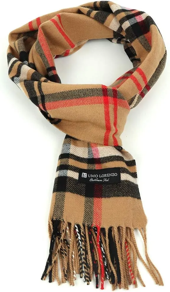 Umo Lorenzo Soft Luxurious Cashmere Feel Fall Scarf for Men and Women - Plaid Designer Scarves