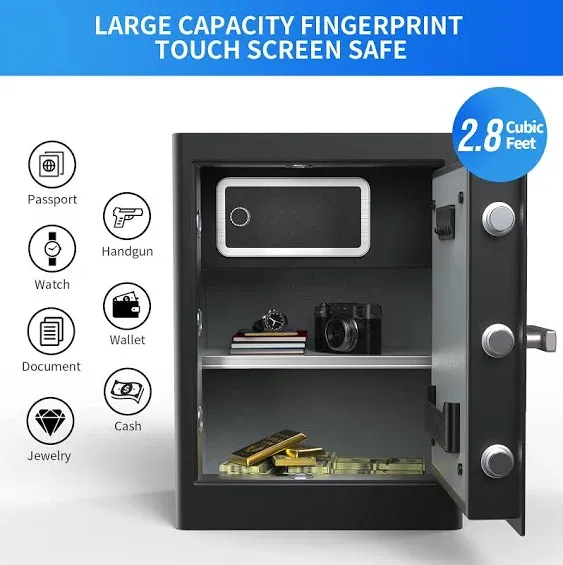 2.8 Cubic Feet RPNB Deluxe Home Safe and Lock Box,Smart Touch Screen Biometric ...