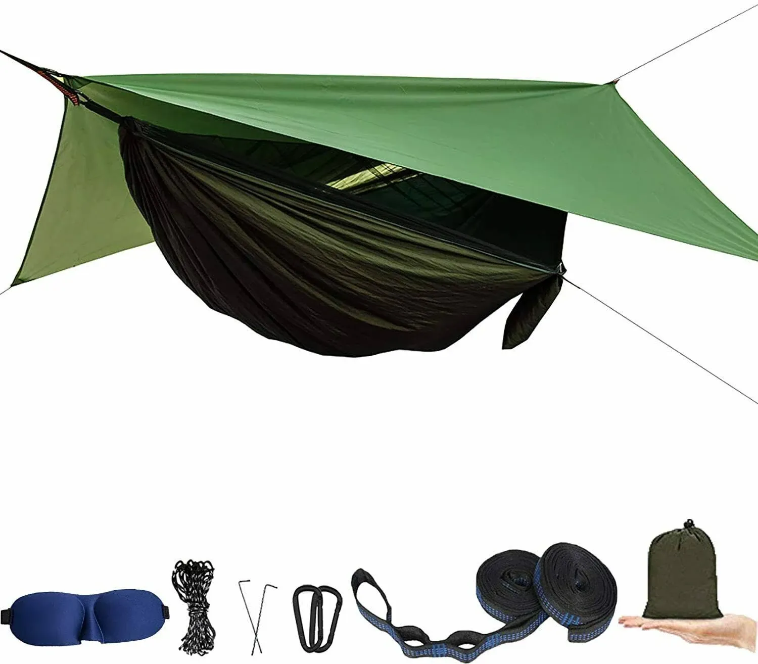 AEETT Camping Hammock with Mosquito Net and Rain Fly - Travel Hammock Bug Net