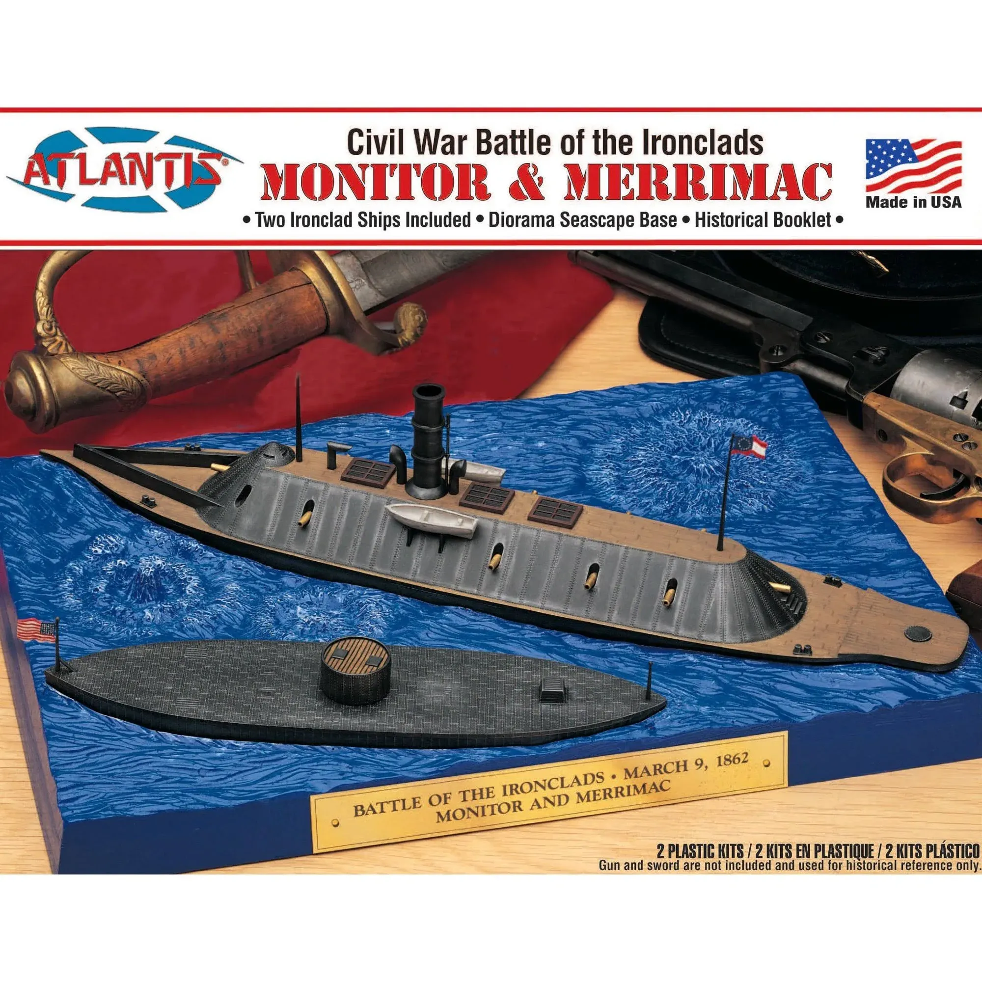 Atlantis Plastic Model Kit Monitor and Merrimack Civil War Set