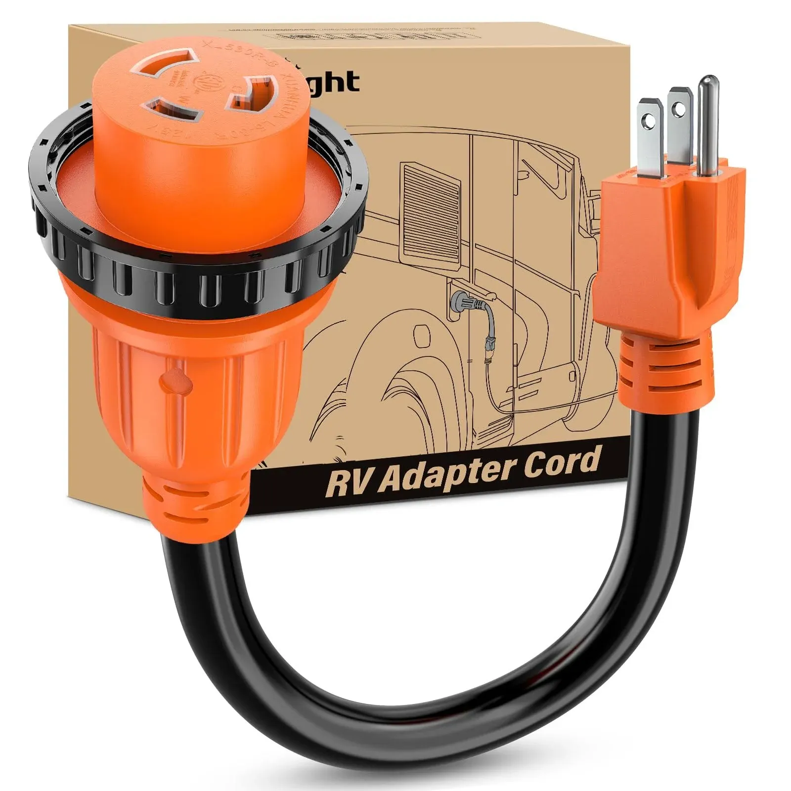 Nilight RV Locking Adapter Cord 15 Amp to 30 Amp Pure Copper Heavy Duty 10 Gauge