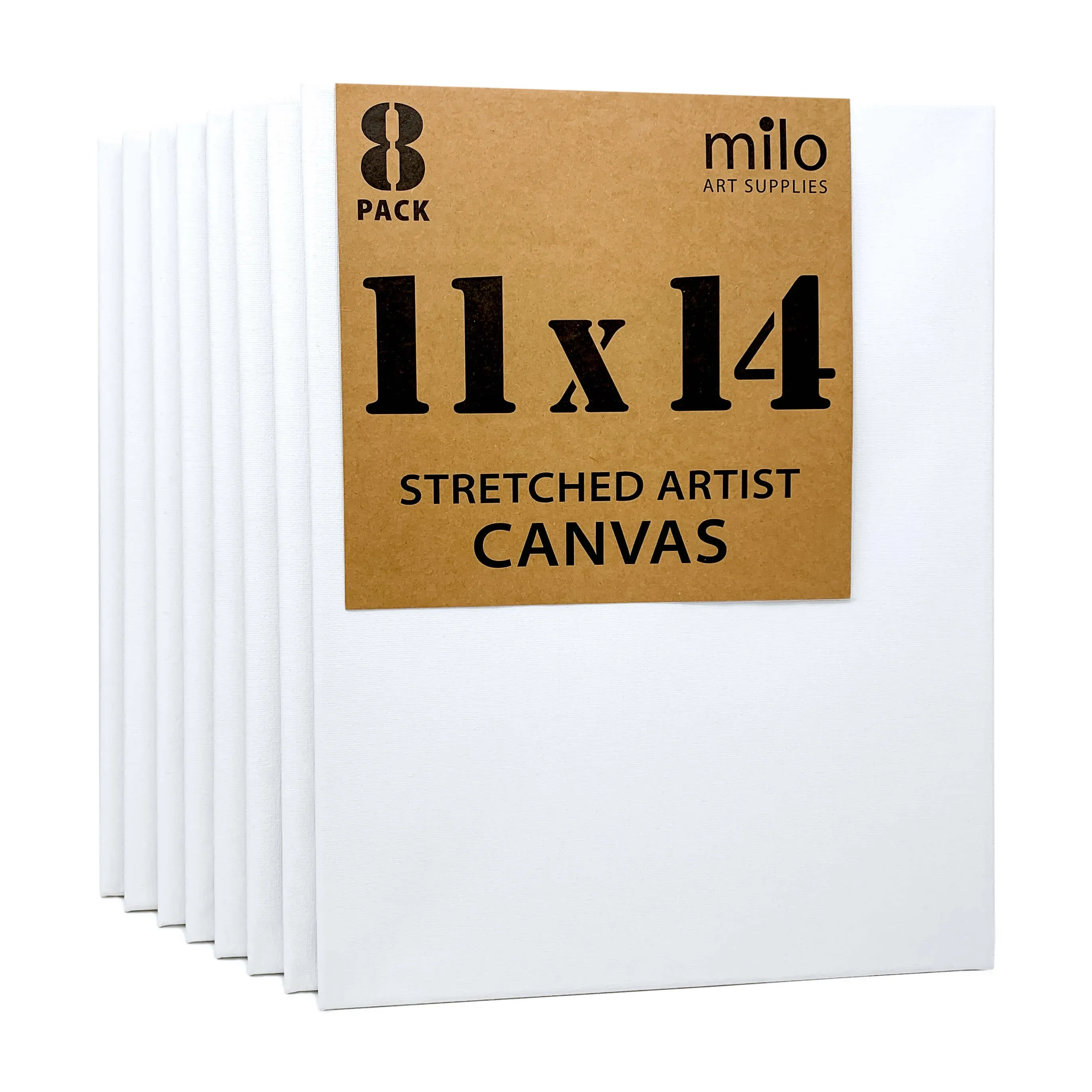 Milo | 11 x 14" Pre Stretched Artist Canvas Value Pack of 8 Canvases