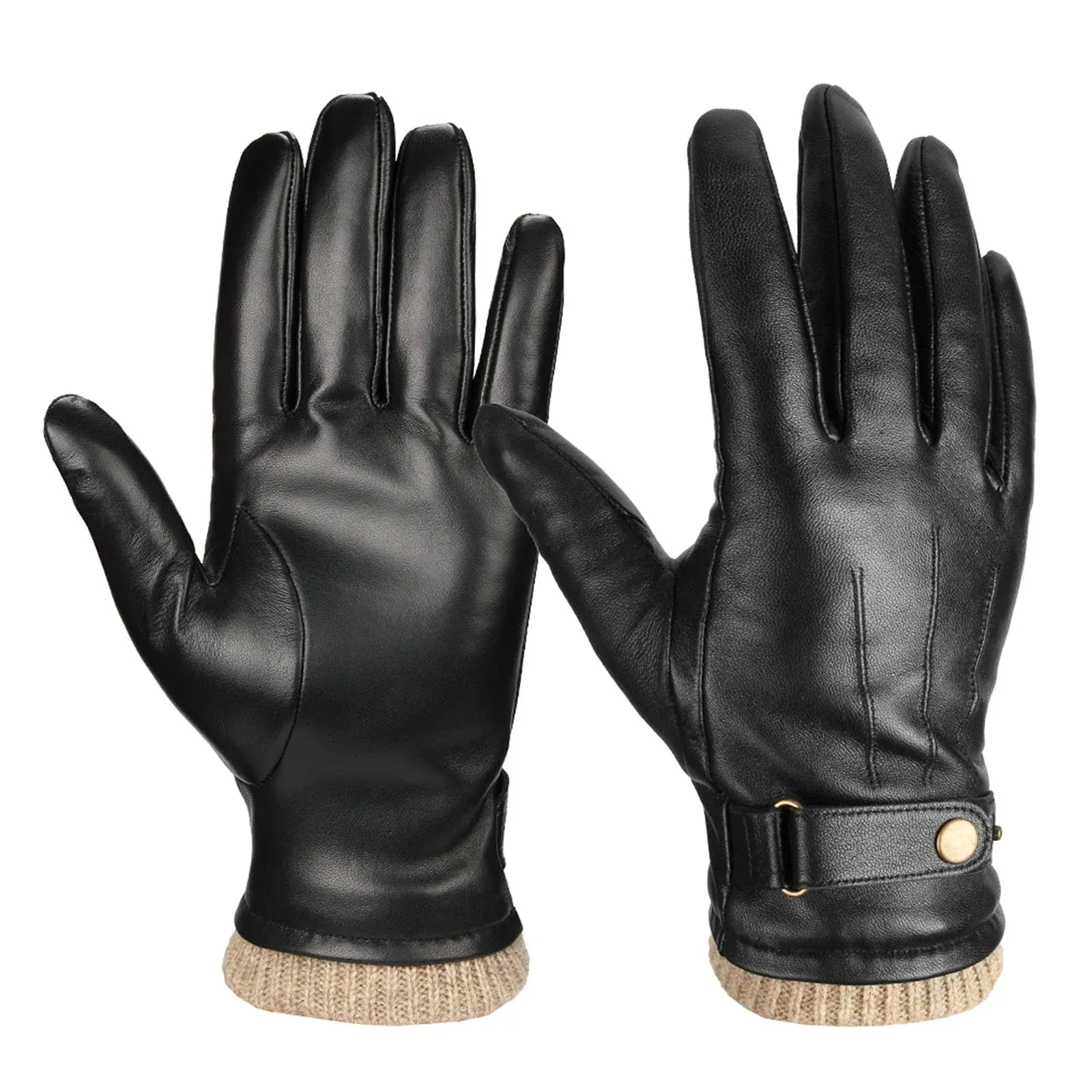 Mens Winter Gloves Nappa Leather Warm Cashmere Touchscreen Dress Glove - Thermal