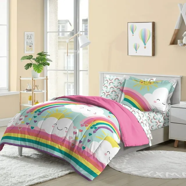 Dream Factory Rainbow Flare Full Comforter Set, Set of 5 - Teal