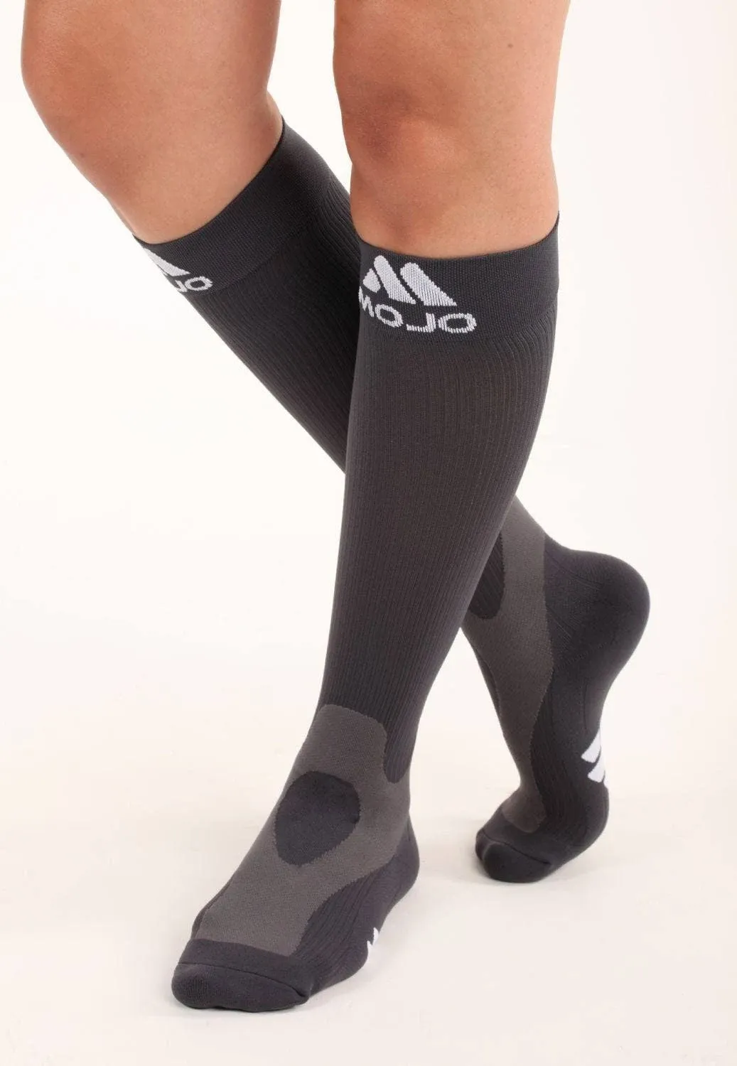 Mojo Compression Socks 20-30mmHg Calf Compression Stockings unisex Grey XL, Gray