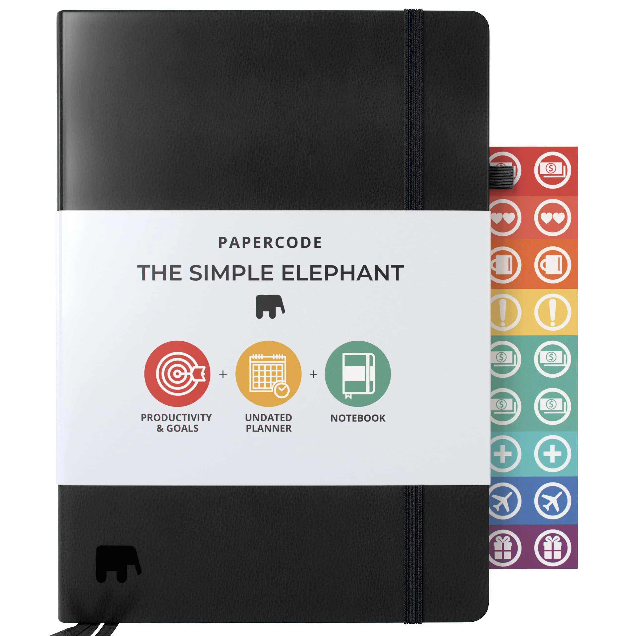 Simple Elephant Undated Planner for 2024 - Monthly, Weekly, Daily Planner - Leather Agenda Planner W/No Bleed Pages & Pen Holder - College, Work & Business Calendar Book