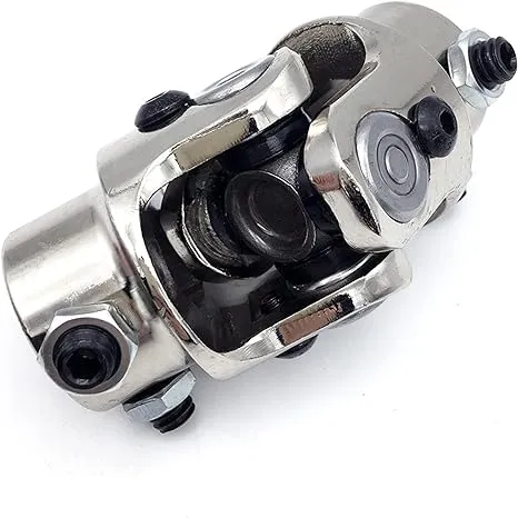 3/4" DD x 3/4" DD Universal U Joint with Nickel Plating - Single Steering Shaft for Maximum 35° Working Angle - 83mm (3-1/4") Total Length