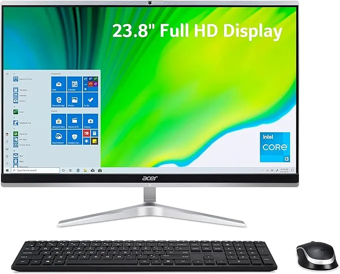 Acer Aspire C24-1651-UR15 AIO Desktop | 23.8" Full HD IPS Display | 11th Gen Intel Core i3-1115G4 | Intel UHD Graphics | 8GB DDR4 | 512GB NVMe M.2 SSD | Intel Wi-Fi 6 | Windows 10 Home