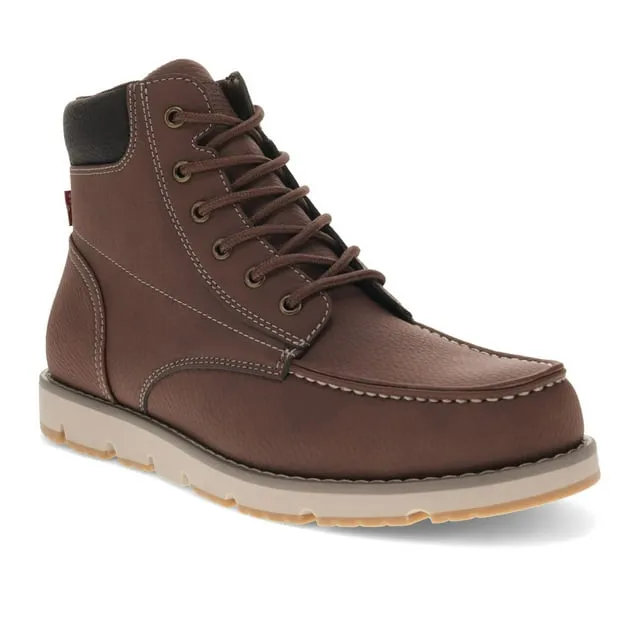 "LEVI'S Mens Brown Pull Tab Cushioned Removable Insole Dean Round Toe Wedge Lace-Up Chukka Boots"