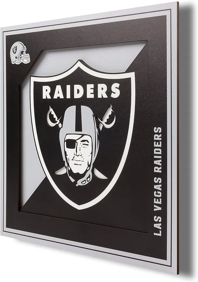 Officially Licensed NFL 3D Logo Series Wall Art - 12" x 12" -Raiders