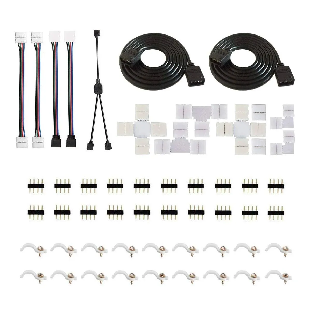 Smd5050 4pin Led Strip Connector Kit With 2 Way Rgb Splitter Cable And 2pcs 8.2f