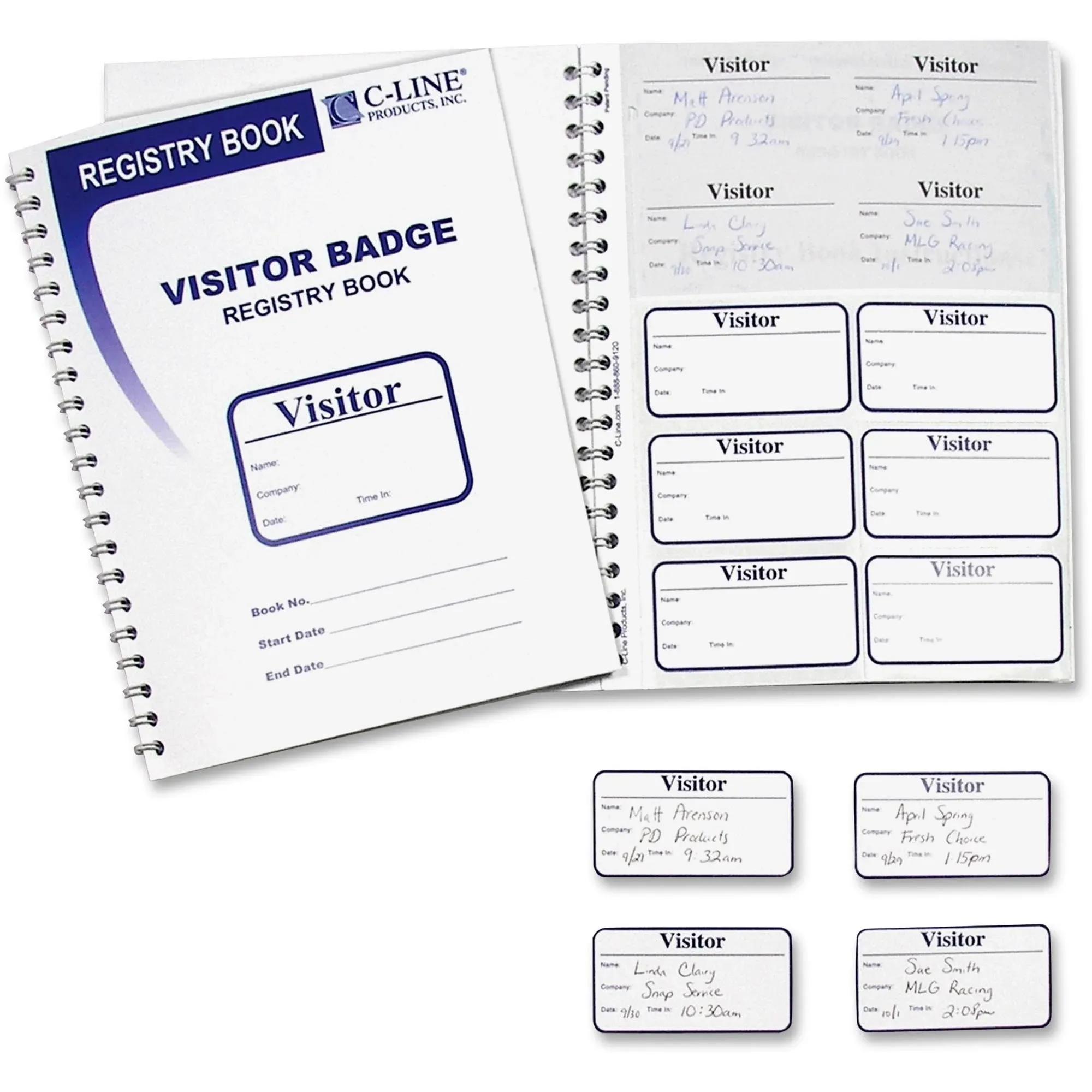 C-Line Visitor Badges with Registry Log, 150 Badges per Book, 1 Registry (97030)