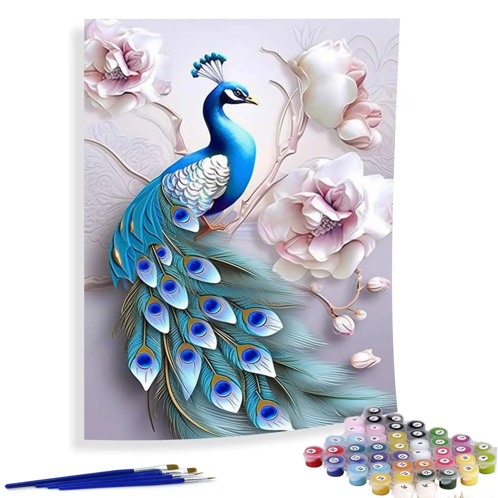 Blue Peacock Oil Adults Paint Flower Diy Animal Painting Numbers Acryl Acrylic