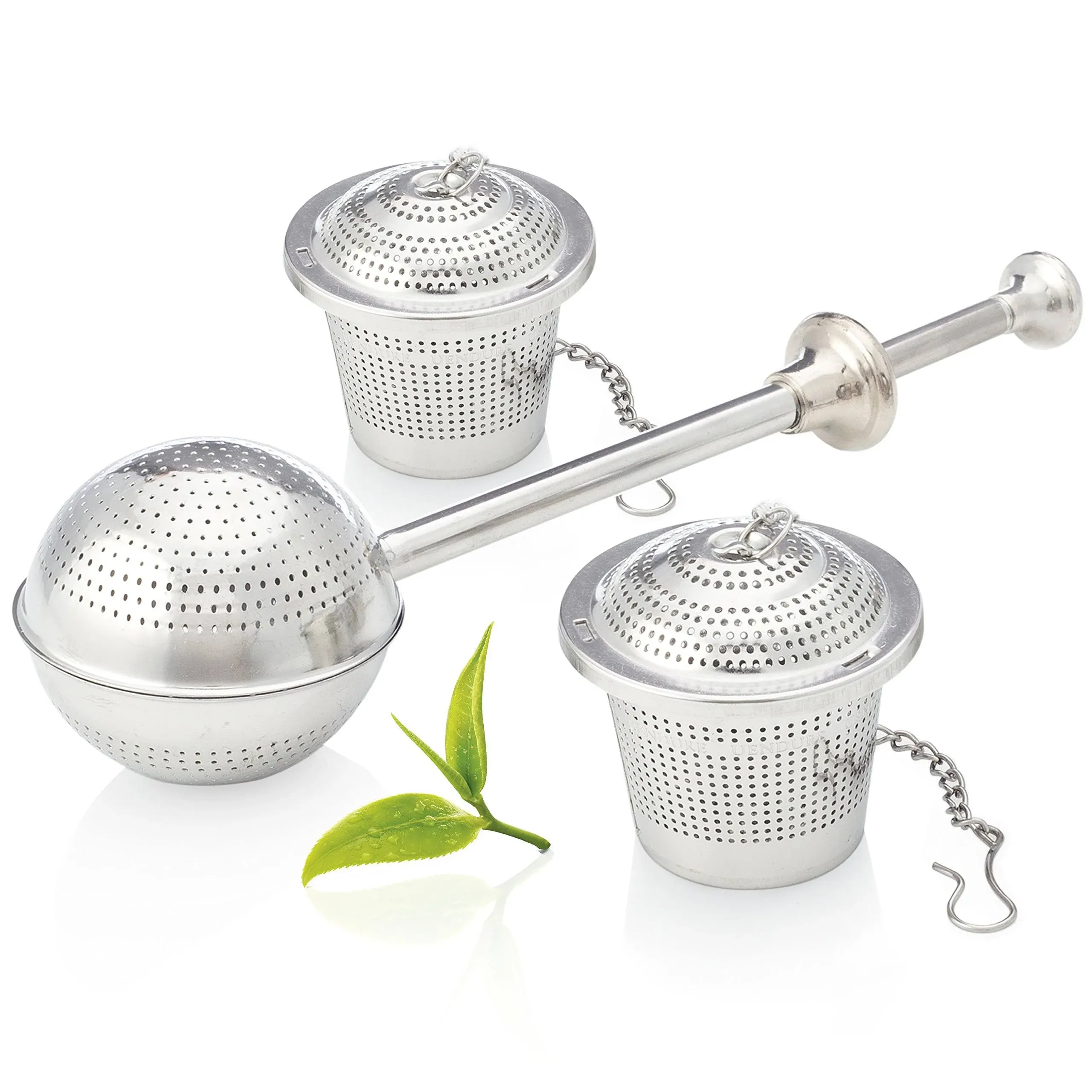 UEndure Tea Infuser Set of 3 Pack of Ultra Fine Loose Leaf Tea Strainers | Food-Grade Stainless Steel | Perfect for Single Serve Cup, Mug or Teapot | Convenient for Work or Travel