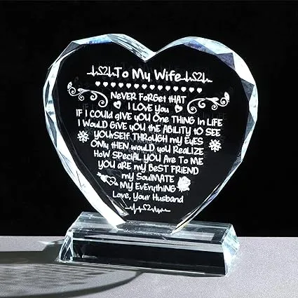 Gifts for Wife from Husband Crystal Heart Keepsake Engraved with I Love You Gifts ...