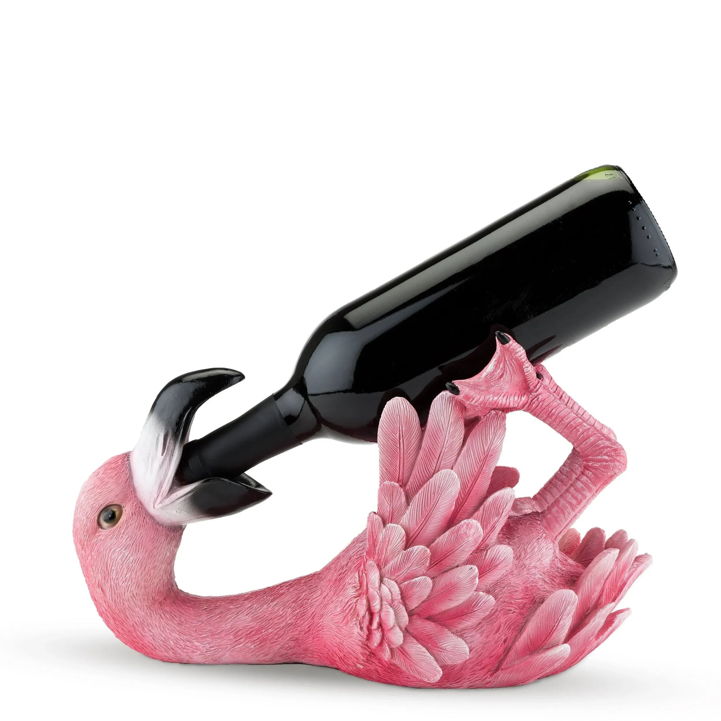 True Flirty Flamingo Polyresin Wine Bottle Holder Set of 1, Pink, Holds 1 Wine