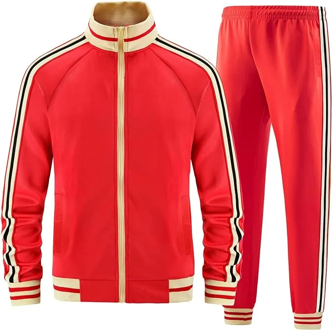 Men Track Suits Sets Long Sleeve Full-zip Sweatsuit Active Jackets and Pants 2 Piece Outfits