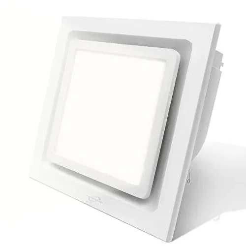 Bathroom Exhaust Fan with Light,6000K 12W Square LED,141 CFM,0.7 Sones 4 Inches 