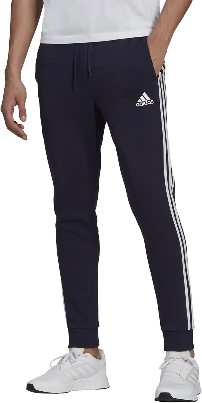 adidas Men's Essentials Fleece Tapered Cuff 3-Stripes Pants