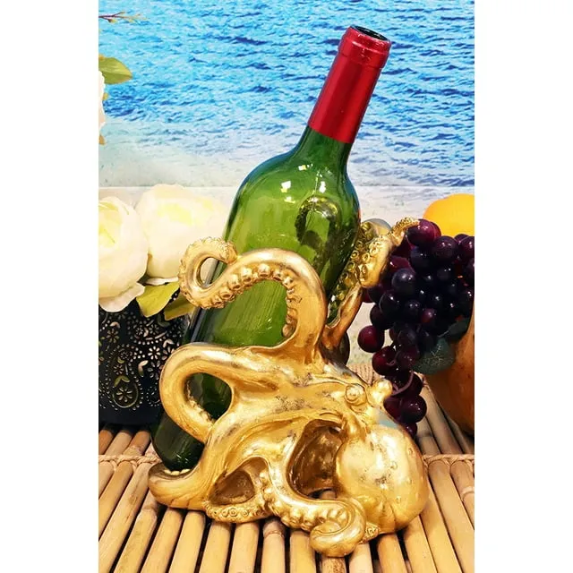 PT Pacific Trading Gold Octopus Hand Painted Wine Bottle Holder