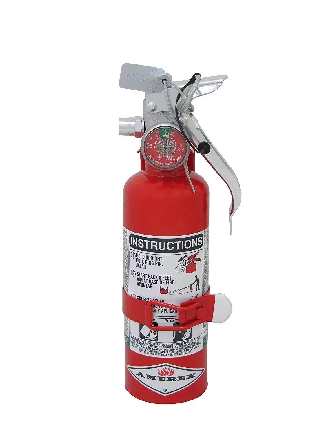 Amerex A384T 1.4lb Halotron Class B C Fire Extinguisher for Flammable Liquids and ...