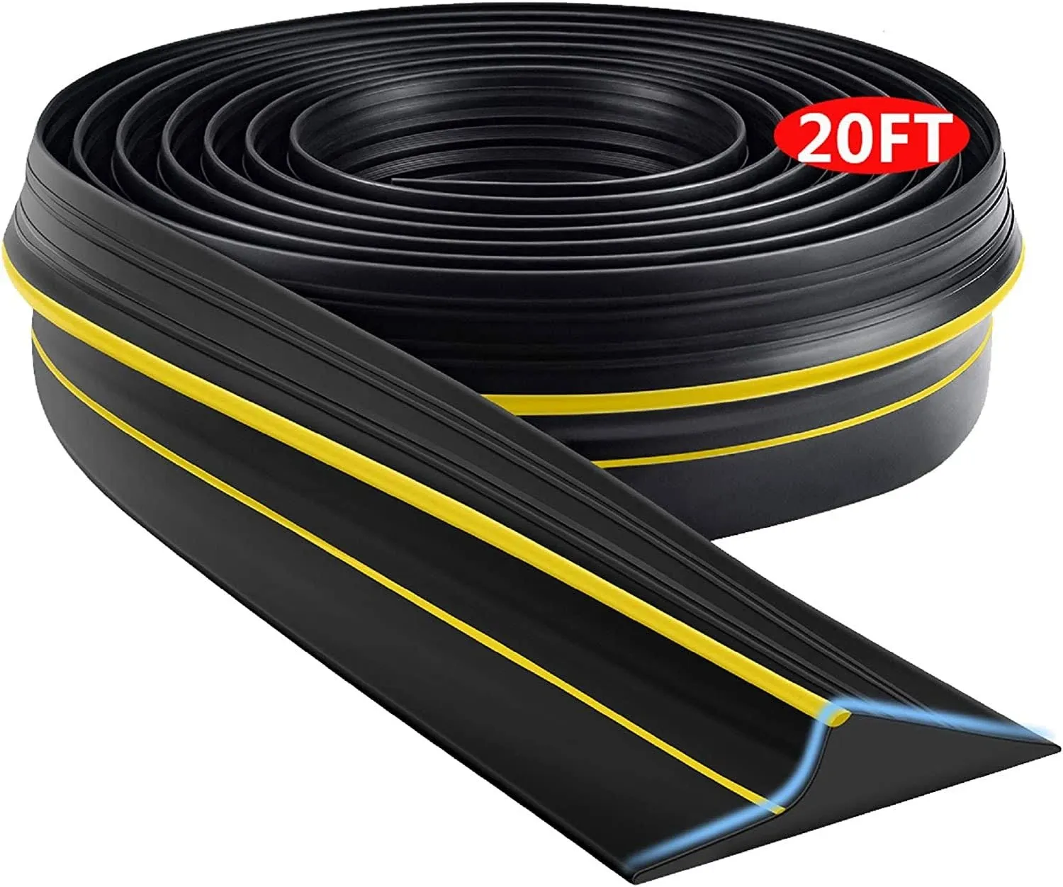 Jin&Bao Universal Garage Door Threshold Seal Strip 20FT Kit, Bottom Waterproof Rubber Weather Stripping Replacement