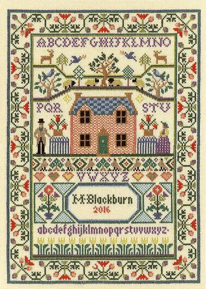 Bothy Threads Country Cottage Historical Sampler Counted Cross Stitch Kit by Moira Blackburn - 24cm x 34cm