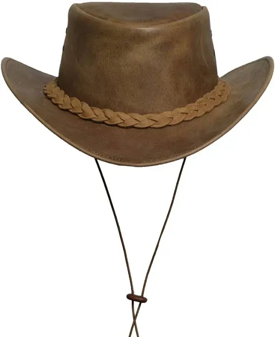 BRANDSLOCK Leather Cowboy Hat for Men Women Lightweight Handcrafted Western Shapeable Wide Brim Durable Cowgirl Outback Hat