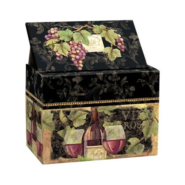 Lang Gilded Wine Card Recipe Box, Small, MULTI